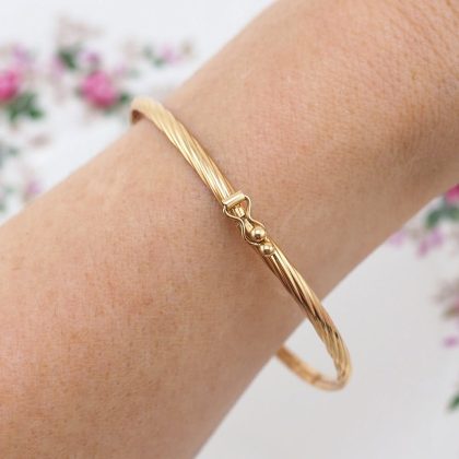 Elegant Minimalist 14K Gold Twist Bangle