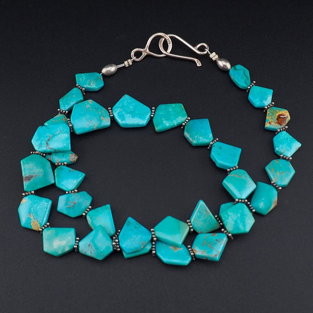 Attractive Turquoise Nugget Necklace in Sterling Silver - Image 2