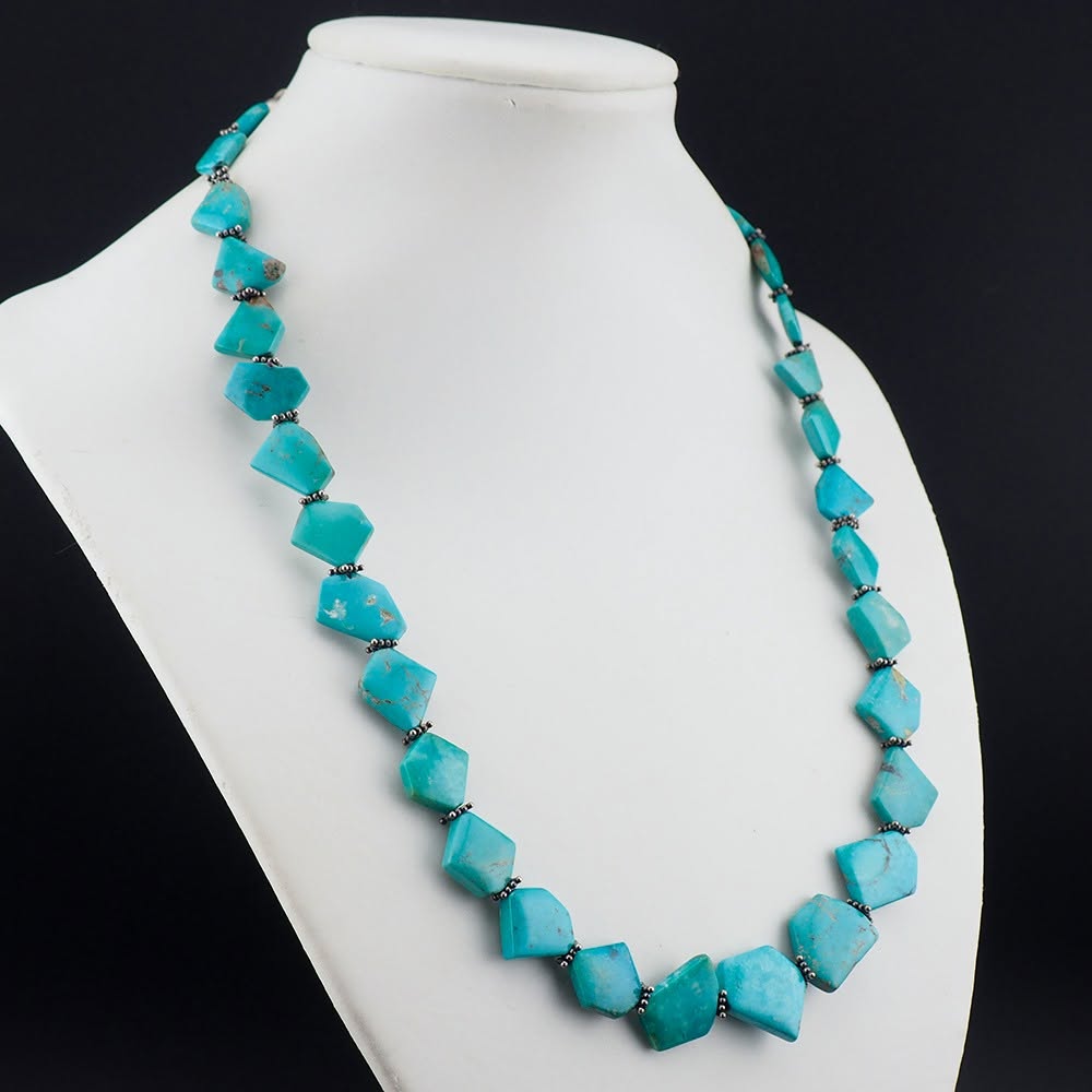 Attractive Turquoise Nugget Necklace in Sterling Silver - Image 3