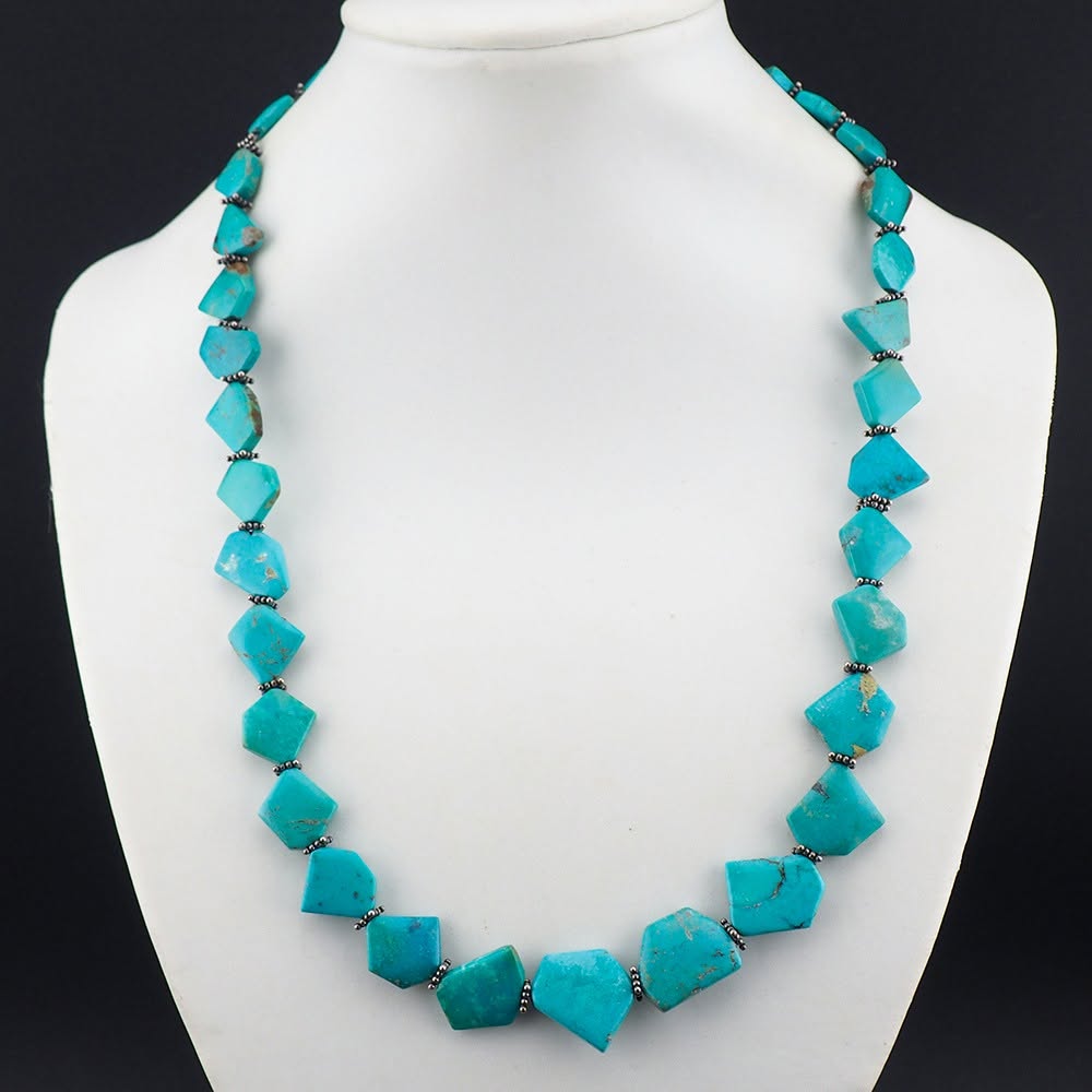 Attractive Turquoise Nugget Necklace in Sterling Silver