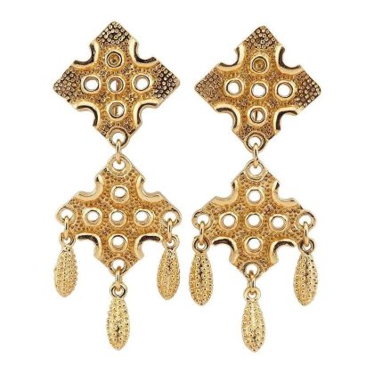 D'Orlan Gold Plated Chandelier Earrings (New Old Stock)
