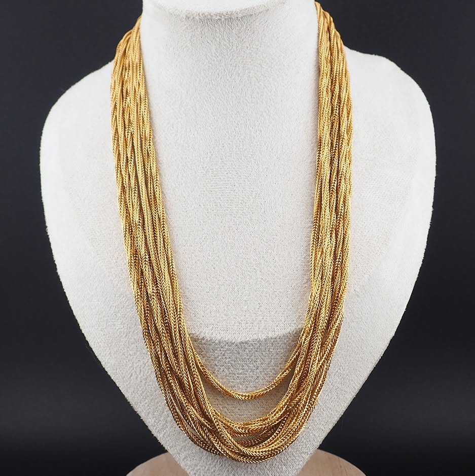 Quality Gold Plated Twisted Multi Chain Necklace