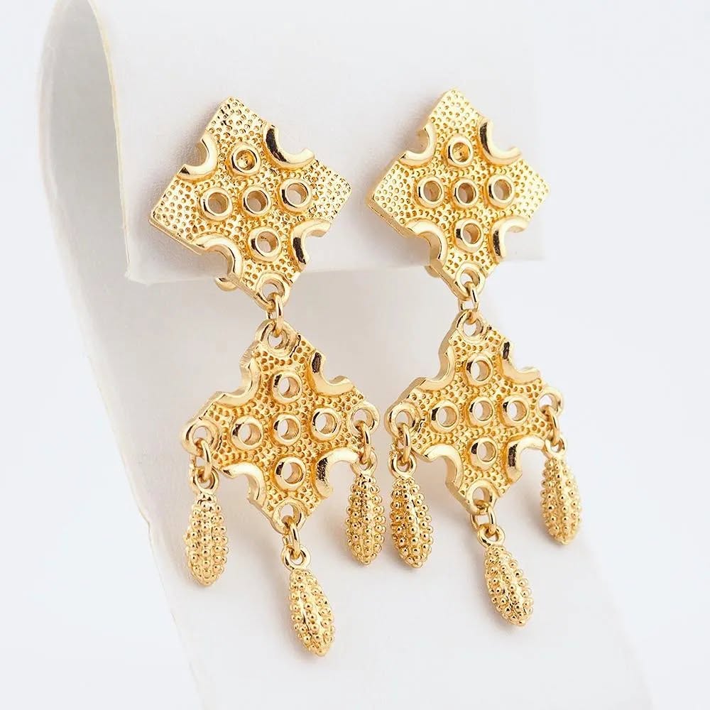 D'Orlan Gold Plated Chandelier Earrings (New Old Stock) - Image 3