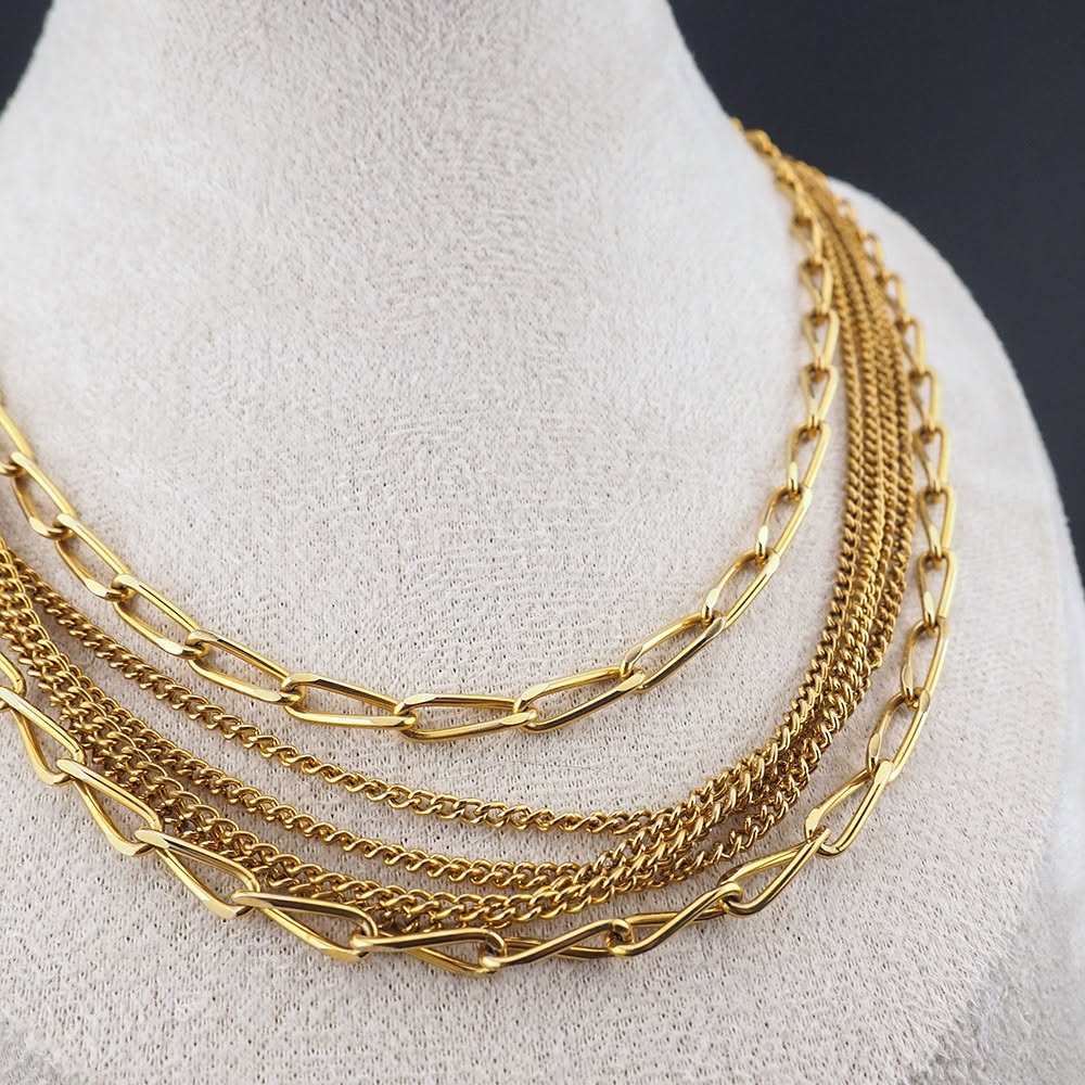 Gold Tone Multi Chain Necklace - Image 3