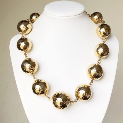 Charles Albert Gold Hammered Balls Necklace