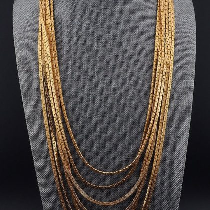 Vintage D’Orlan gold-plated seven-strand chain necklace