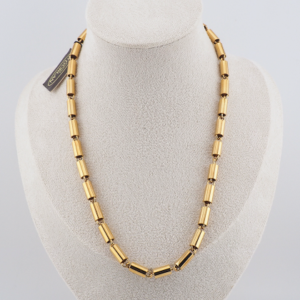 Vintage D’Orlan gold-plated barrel link necklace with original tags